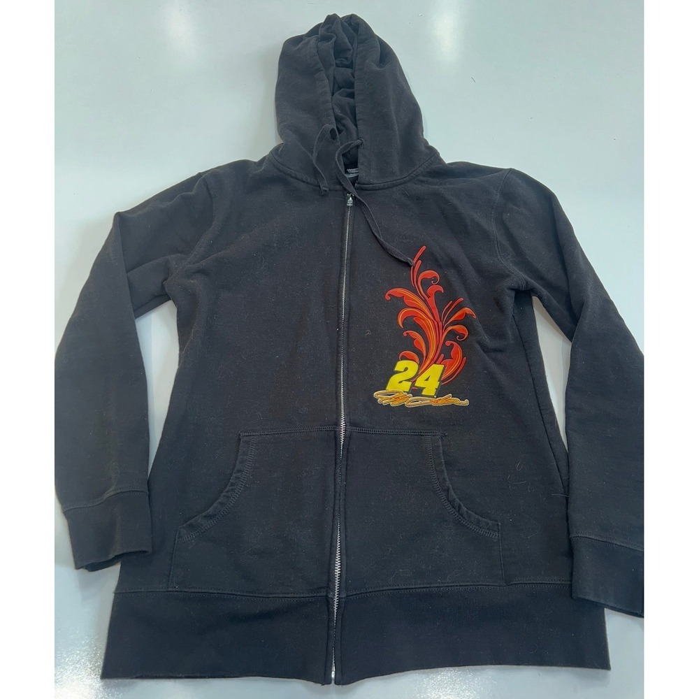 Jeff Gordon NASCAR Hendrick Motorsports 24 Black Full Zip Hoodie Sweatshirt L